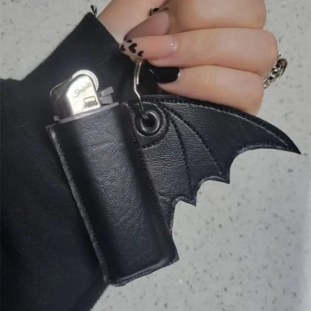 Bat Wing Lighter Chapstick Holder Keychain